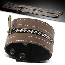 Különleges Bőr Karkötő Cipzárral - Barna