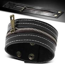 Különleges Bőr Karkötő Cipzárral - Fekete