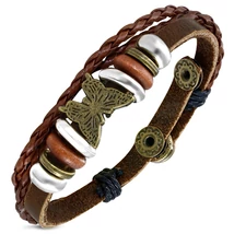 Divatos Bőrkarkötő Pillangós Dísszel