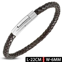 Barna Fonott Bőr Karkötő Nemesacél Kapoccsal