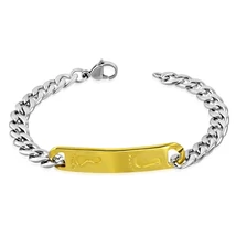 Nemesacél Karkötő Aranyszínű Bevonattal Lábnyom Mintával