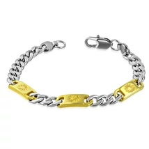 Nemesacél Karkötő Aranyszínű Bevonattal Virágmintával