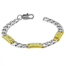 Nemesacél Karkötő Aranyszínű Bevonattal Virágmintával