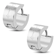 Nemesacél Fülbevaló Kereszt Mintával