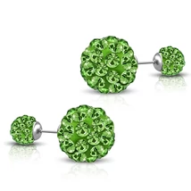 Nemesacél Shamballa Fülbevaló Peridot Zöld Színű Cirkóniával
