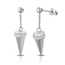 Nemesacél Tüske Fülbevaló Cirkóniával