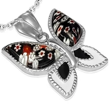 Nemesacél Medál Muranoi Üvegdíszítéssel