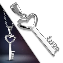 Nemesacél Szíves Kulcs Medál