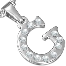 Nemesacél Betű Medál Cirkóniával - G