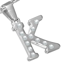 Nemesacél Betű Medál Cirkóniával - K