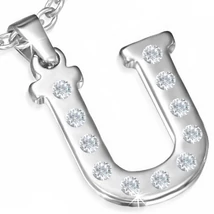 Nemesacél Betű Medál Cirkóniával - U