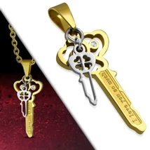 Nemesacél Két Tónusú Kétrészes Szíves Kulcs Medál