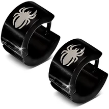 UNISEX Nemesacél Fülbevaló Pókkal - Fekete