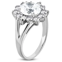 Nemesacél Gyűrű Fehér Cirkóniával