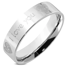 Nemesacél Karikagyűrű "I Love You" Felirattal