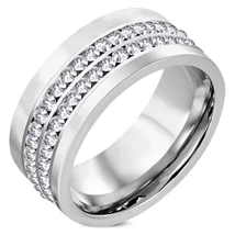 Elegáns Nemesacél Karikagyűrű Cirkónia kövekkel