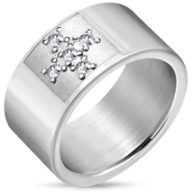 Nemesacél Gyűrű Fehér Cirkóniával