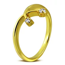 Elegáns Nemesacél Karikagyűrű Aranyszínű Bevonattal, Cirkóniával