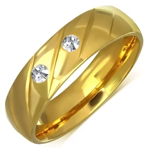 Nemesacél Karikagyűrű Aranyszínű Bevonattal és Cirkóniával Nemesacél Karikagyűrű Aranyszínű Bevonattal és Cirkóniával