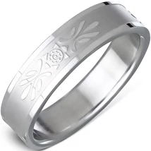 Nemesacél Karikagyűrű Virágmintával