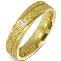 Nemesacél Aranyozott Karikagyűrű Cirkóniával Nemesacél Aranyozott Karikagyűrű Cirkóniával