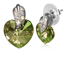 Platina Bevonatú Szív Fülbevaló Kristályokkal