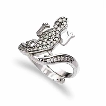 Sterling Ezüst Gyík Gyűrű Állítható Pánttal