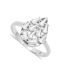 Kézzel Készített Sterling Ezüst Gyűrű Bagett Csiszolású Cirkónia Kövekkel Kézzel Készített Sterling Ezüst Gyűrű Bagett Csiszolású Cirkónia Kövekkel