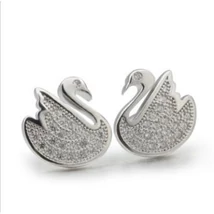 Sterling Ezüst Hattyú Fülbevaló Cirkónia Kövekkel