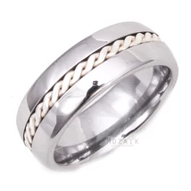 Volfrámacél Karikagyűrű Ezüst Díszítéssel