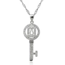 Sterling Ezüst Kulcs Medál Cirkóniával