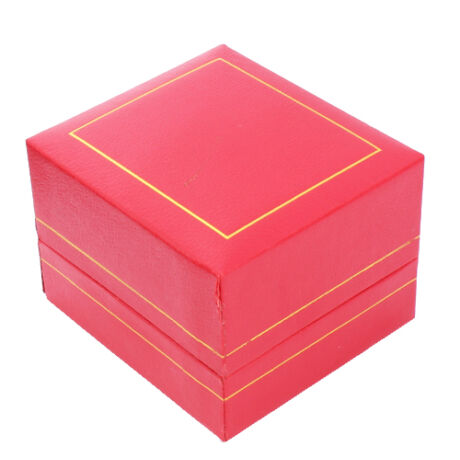 Gyűrűs doboz - Piros műbőr arany csíkkal