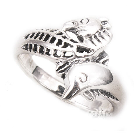 Ezüst Gyűrű Vizicsikóval és Delfinnel