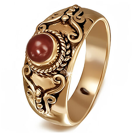 Bronz Pillangós Gyűrű Vörös Acháttal