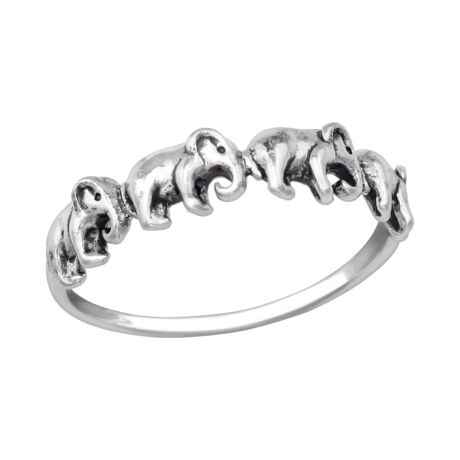 Sterling Ezüst Gyűrű Elefántokkal