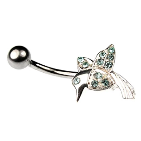 Nemesacél és Ezüst Piercing Cirkóniával - Kolibri