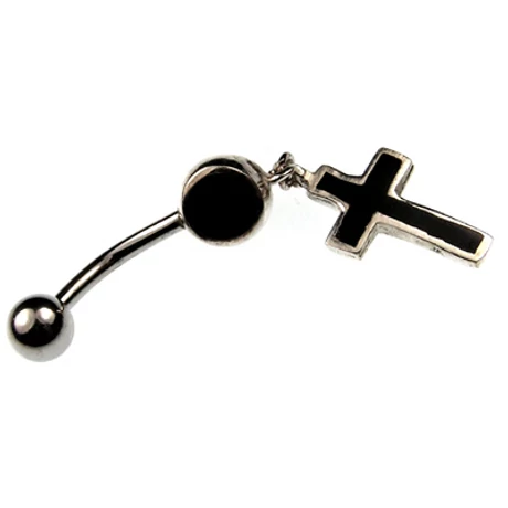 Nemesacél és Ezüst Piercing - Kereszt