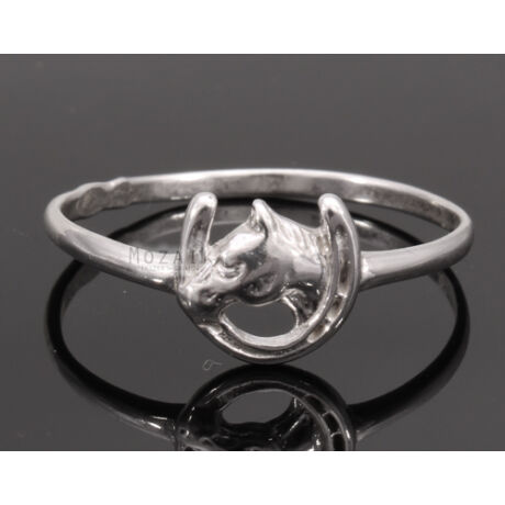 Ezüst Gyűrű Szerencsepatkóval és Lóval