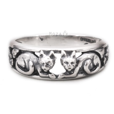 Ezüst Gyűrű Cicákkal