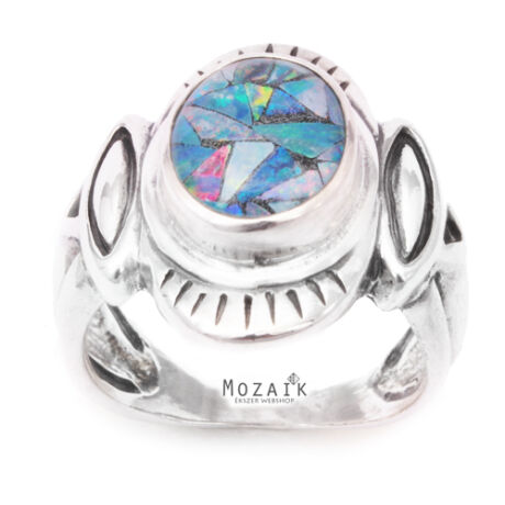 Ezüst Gyűrű Opál Drágakő-Intarziával