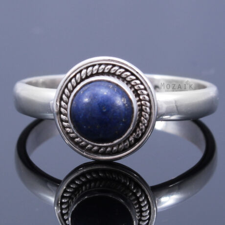 Sterling Ezüst Kaboson Gyűrű Lápisz Lazulival
