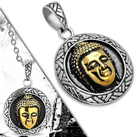 Nemesacél Szerencsehozó Mosolygó Buddha Medál