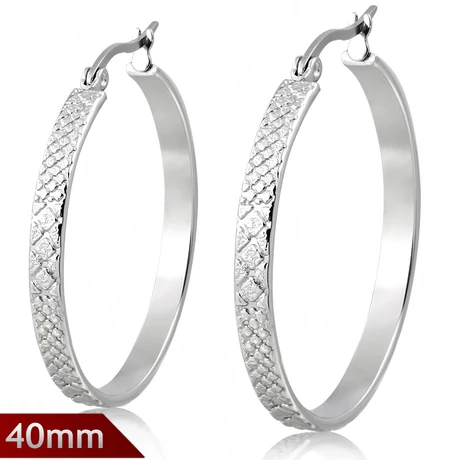 40 mm Nemesacél Karikafülbevaló Kígyóbőr Mintával