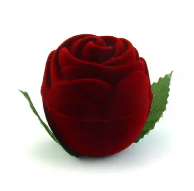 Gyűrűs doboz - Bordó rózsa levéllel