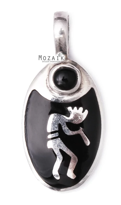 Ezüst Kokopelli Medál Ónixszal