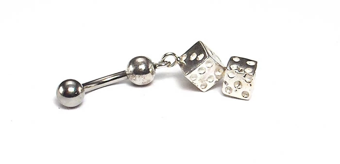 Nemesacél és Ezüst Piercing - Dobókocka