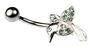 Nemesacél és Ezüst Piercing Cirkóniával - Kolibri